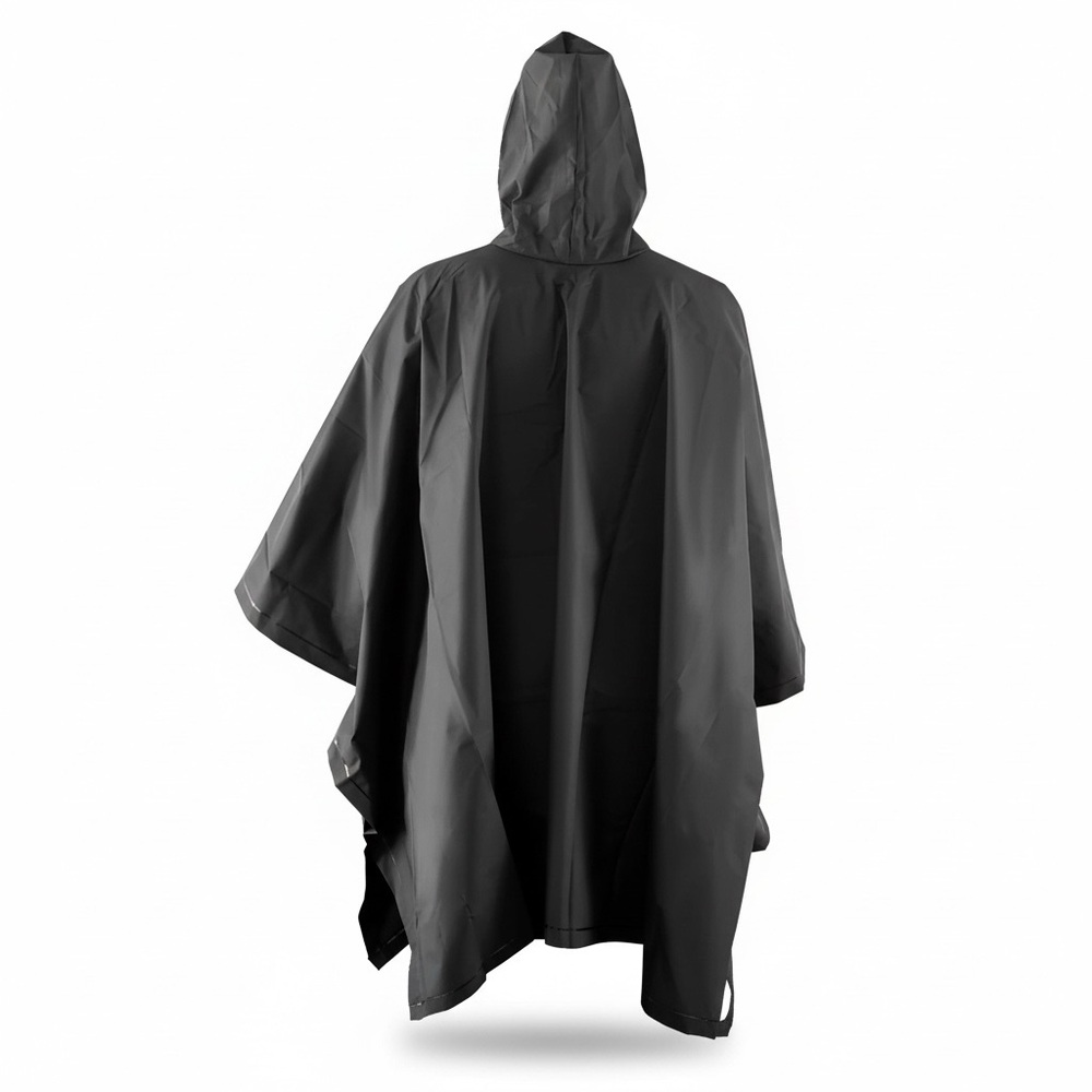 Totes Unisex OS Rain Poncho, Lightweight Reusable & Packable, Black or Navy Blue - Picture 3 of 6